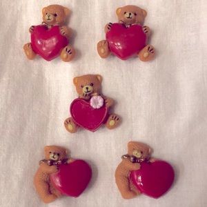 Set of five vintage teddy bear button covers